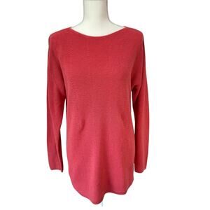 TALBOTS Sweater Womens Large Salmon Pink Long Sleeve Tunic Lightweight Summer
